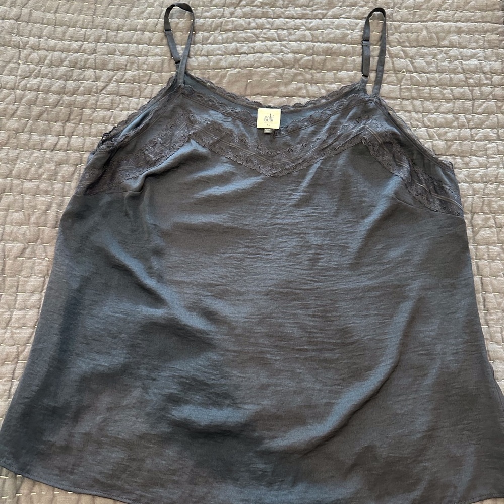 CAbi navy sleeveless blouse, size Large